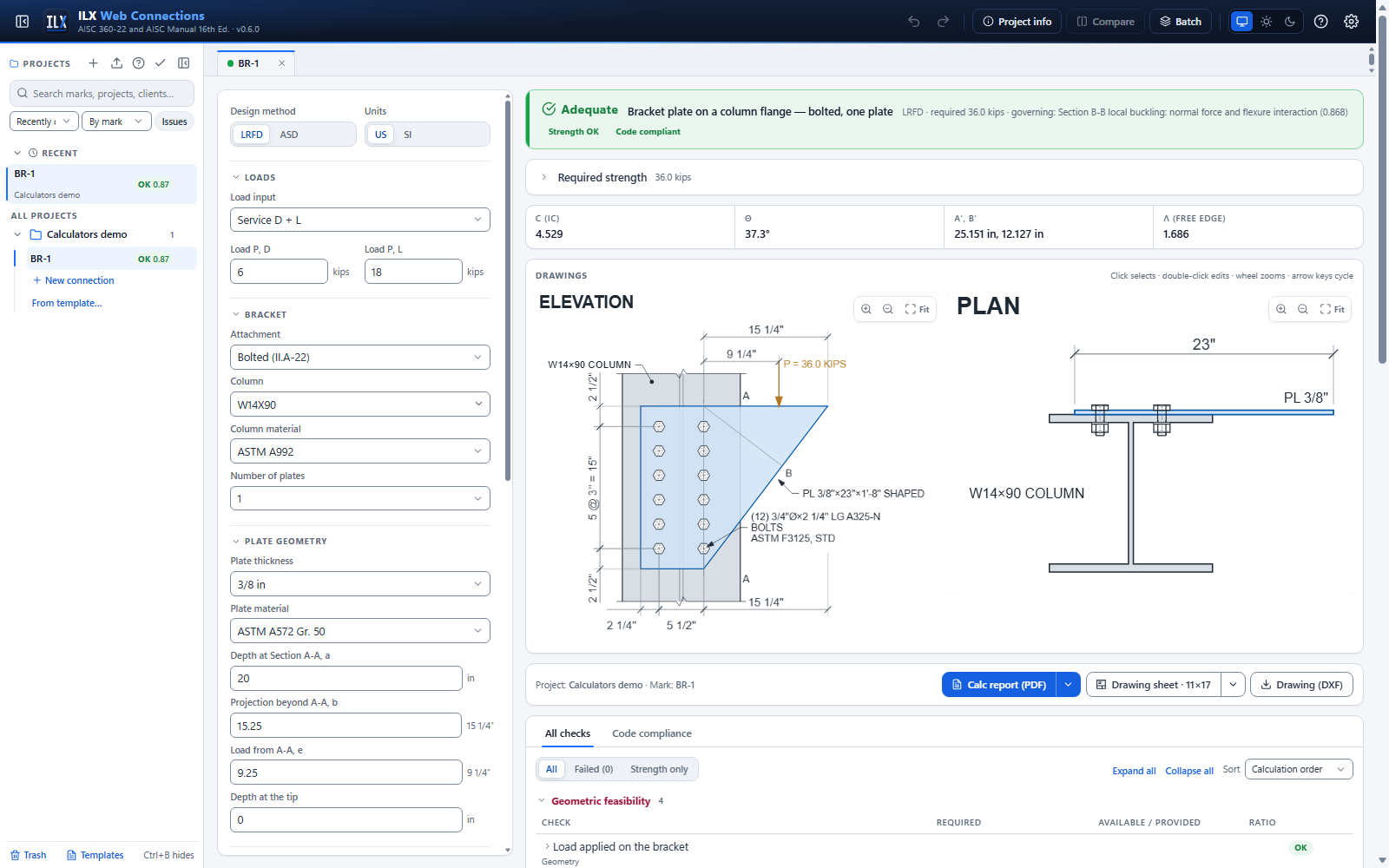 Bracket plate calculator