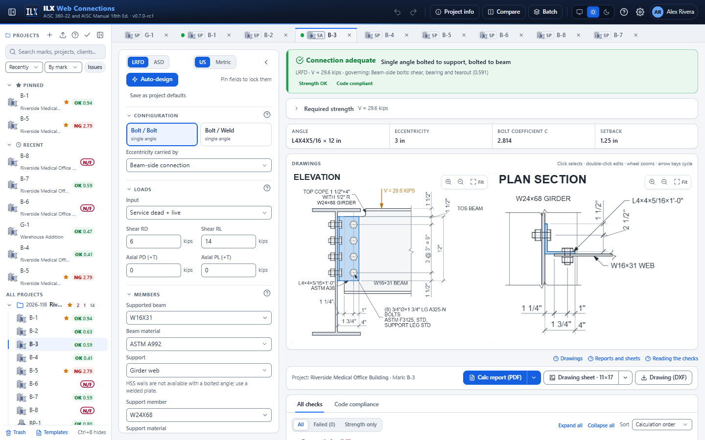 Single angle editor: inputs, status, drawings