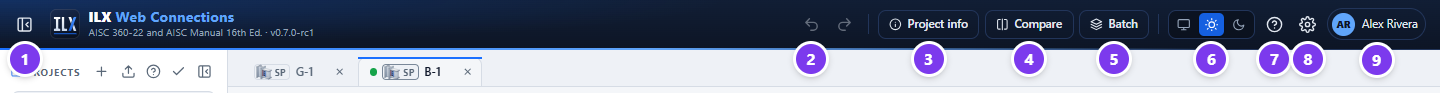 Header buttons