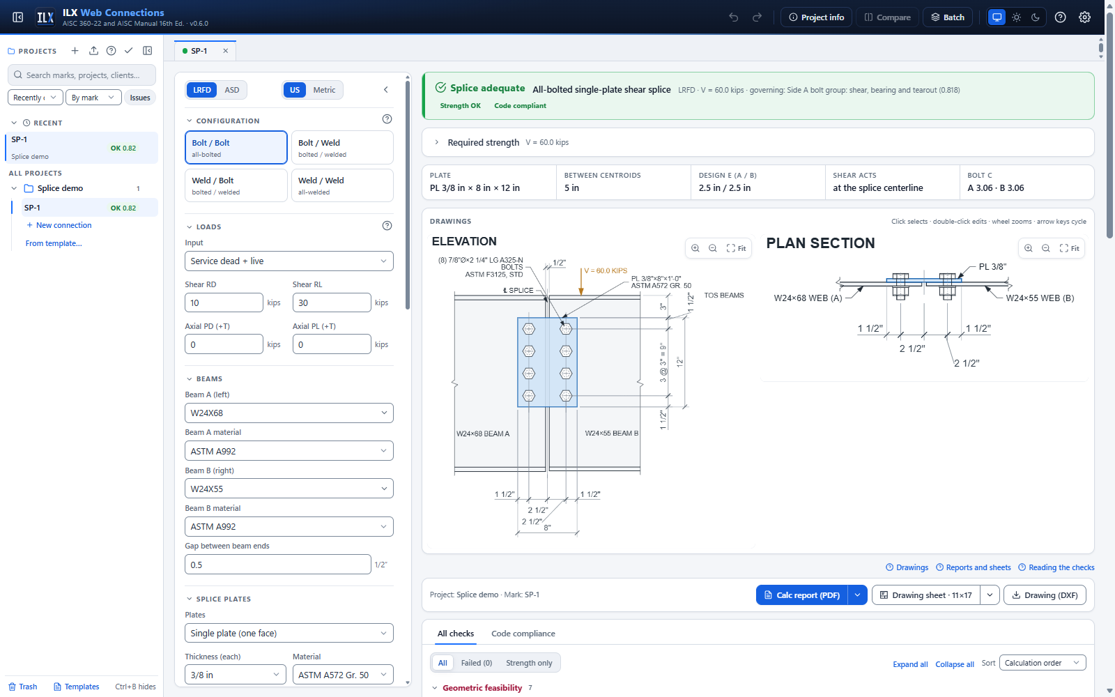 Beam shear splice editor