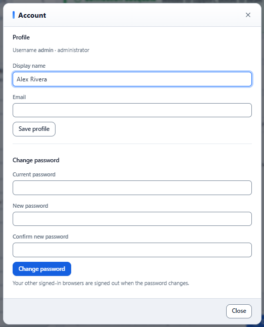 Account dialog