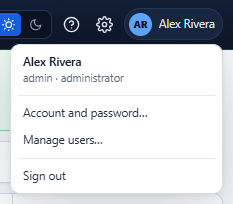 Account menu
